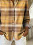 Women Plaid Long Sleeve Shirt Spring/Fall Buckle Shirt Collar Regular Sleeve Daily Casual Top