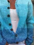 Women Ombre Printing Long Sleeve Crew Neck Vintage Spring/Fall Cardigan Outerwear