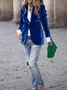 Women Plain Spring/Fall Outerwear Vintage Split Joint Long Sleeve Lapel Collar Regular Blazer