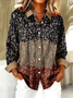 Women Floral Long Sleeve Shirt Spring/Fall Buckle Shirt Collar Regular Sleeve Daily Casual Top