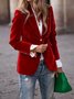Women Plain Spring/Fall Outerwear Vintage Split Joint Long Sleeve Lapel Collar Regular Blazer