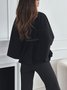 Women's Autumn Outerwear Casual Split Joint Dolman Sleeve Plain Stand Collar Cape Coat