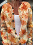 Women Maple Leaf Printing Long Sleeve Crew Neck Vintage Spring/Fall Cardigan Outerwear