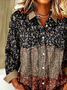Women Floral Long Sleeve Shirt Spring/Fall Buckle Shirt Collar Regular Sleeve Daily Casual Top