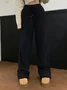 Women Plain Long Elastic Waist Pants Casual Spring/Fall Trousers