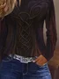 Women Abstract Long Sleeve Tee T-shirt Crew Neck Printing Casual Spring/Fall Graphic Tee Top