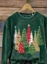 Women Christmas Crew Neck Printing Casual Spring/Fall Long Sleeve Sweatshirt