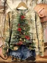 Women Christmas Crew Neck Printing Casual Spring/Fall Long Sleeve Sweatshirt