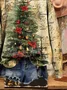Women Christmas Crew Neck Printing Casual Spring/Fall Long Sleeve Sweatshirt