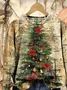 Women Christmas Crew Neck Printing Casual Spring/Fall Long Sleeve Sweatshirt