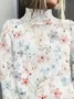 Women Floral Printing Spring/Fall Vintage Long Sleeve Turtleneck Sweater