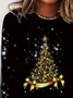 Women Christmas Long Sleeve Tee T-shirt Crew Neck Printing Casual Spring/Fall Graphic Tee Top