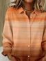 Women Abstract Long Sleeve Shirt Spring/Fall Buckle Shirt Collar Regular Sleeve Daily Casual Top