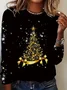 Women Christmas Long Sleeve Tee T-shirt Crew Neck Printing Casual Spring/Fall Graphic Tee Top