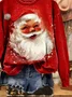 Women Santa Claus Crew Neck Printing Casual Spring/Fall Long Sleeve Sweatshirt