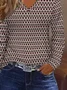 Women Abstract Long Sleeve Tee T-shirt V Neck Printing Casual Spring/Fall Graphic Tee Top