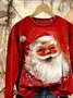 Women Santa Claus Crew Neck Printing Casual Spring/Fall Long Sleeve Sweatshirt
