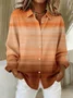 Women Abstract Long Sleeve Shirt Spring/Fall Buckle Shirt Collar Regular Sleeve Daily Casual Top