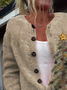 Women Christmas Printing Long Sleeve Crew Neck Vintage Spring/Fall Cardigan Outerwear