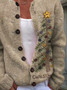 Women Christmas Printing Long Sleeve Crew Neck Vintage Spring/Fall Cardigan Outerwear