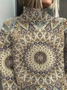 Women Abstract Printing Spring/Fall Vintage Long Sleeve Turtleneck Sweater