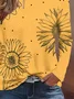 Women Sunflower Long Sleeve Tee T-shirt Crew Neck Printing Casual Spring/Fall Graphic Tee Top
