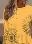 Women Sunflower Long Sleeve Tee T-shirt Crew Neck Printing Casual Spring/Fall Graphic Tee Top
