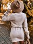 Women Plain Long Sleeve Spring/Fall Split Joint Dress Turtleneck Daily Vintage Mini Hip Skirt Bodycon Dress