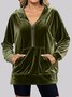 Women Plain Stand Collar Split Joint Casual Spring/Fall Long Sleeve Sweatshirt