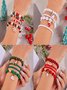 New Christmas Rice Bead Bracelet Four-pack Women's Stacking Santa Claus Snowflake Bell Elk Holiday Party Bracelet