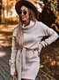 Women Plain Long Sleeve Spring/Fall Split Joint Dress Turtleneck Daily Vintage Mini Hip Skirt Bodycon Dress