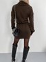 Women Plain Long Sleeve Spring/Fall Split Joint Dress Turtleneck Daily Vintage Mini Hip Skirt Bodycon Dress
