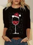 Women Christmas Long Sleeve Tee T-shirt Crew Neck Printing Casual Spring/Fall Graphic Tee Top