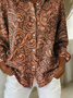 Women Floral Long Sleeve Shirt Spring/Fall Buckle Shirt Collar Regular Sleeve Daily Casual Top