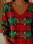 Women Floral Long Sleeve Tee T-shirt V Neck Printing Casual Spring/Fall Top
