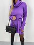 Women Plain Long Sleeve Spring/Fall Split Joint Dress Turtleneck Daily Vintage Mini Hip Skirt Bodycon Dress