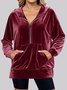 Women Plain Stand Collar Split Joint Casual Spring/Fall Long Sleeve Sweatshirt