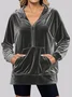 Women Plain Stand Collar Split Joint Casual Spring/Fall Long Sleeve Sweatshirt