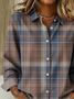 Women Plaid Long Sleeve Shirt Spring/Fall Buckle Shirt Collar Regular Sleeve Daily Casual Top