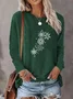 Women Christmas Long Sleeve Tee T-shirt Crew Neck Printing Casual Spring/Fall Graphic Tee Top