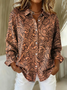 Women Floral Long Sleeve Shirt Spring/Fall Buckle Shirt Collar Regular Sleeve Daily Casual Top