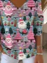Women Santa Claus Long Sleeve Tee T-shirt V Neck Printing Casual Spring/Fall Top