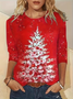 Women Christmas Long Sleeve Tee T-shirt Crew Neck Printing Casual Spring/Fall Graphic Tee Top