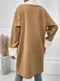 Women's Plain Winter Outerwear Casual Split Joint Mid-long Lapel Collar Overcoat