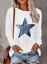 Women Star Long Sleeve Tee T-shirt Crew Neck Printing Casual Spring/Fall Graphic Tee Top