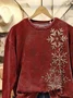 Women Christmas Crew Neck Printing Casual Spring/Fall Long Sleeve Sweatshirt
