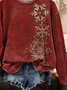 Women Christmas Crew Neck Printing Casual Spring/Fall Long Sleeve Sweatshirt