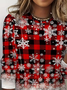 Women Plaid Long Sleeve Tee T-shirt Crew Neck Printing Casual Spring/Fall Graphic Tee Top