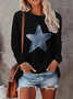 Women Star Long Sleeve Tee T-shirt Crew Neck Printing Casual Spring/Fall Graphic Tee Top