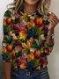 Women Maple Leaf Long Sleeve Tee T-shirt Crew Neck Printing Casual Spring/Fall Graphic Tee Top